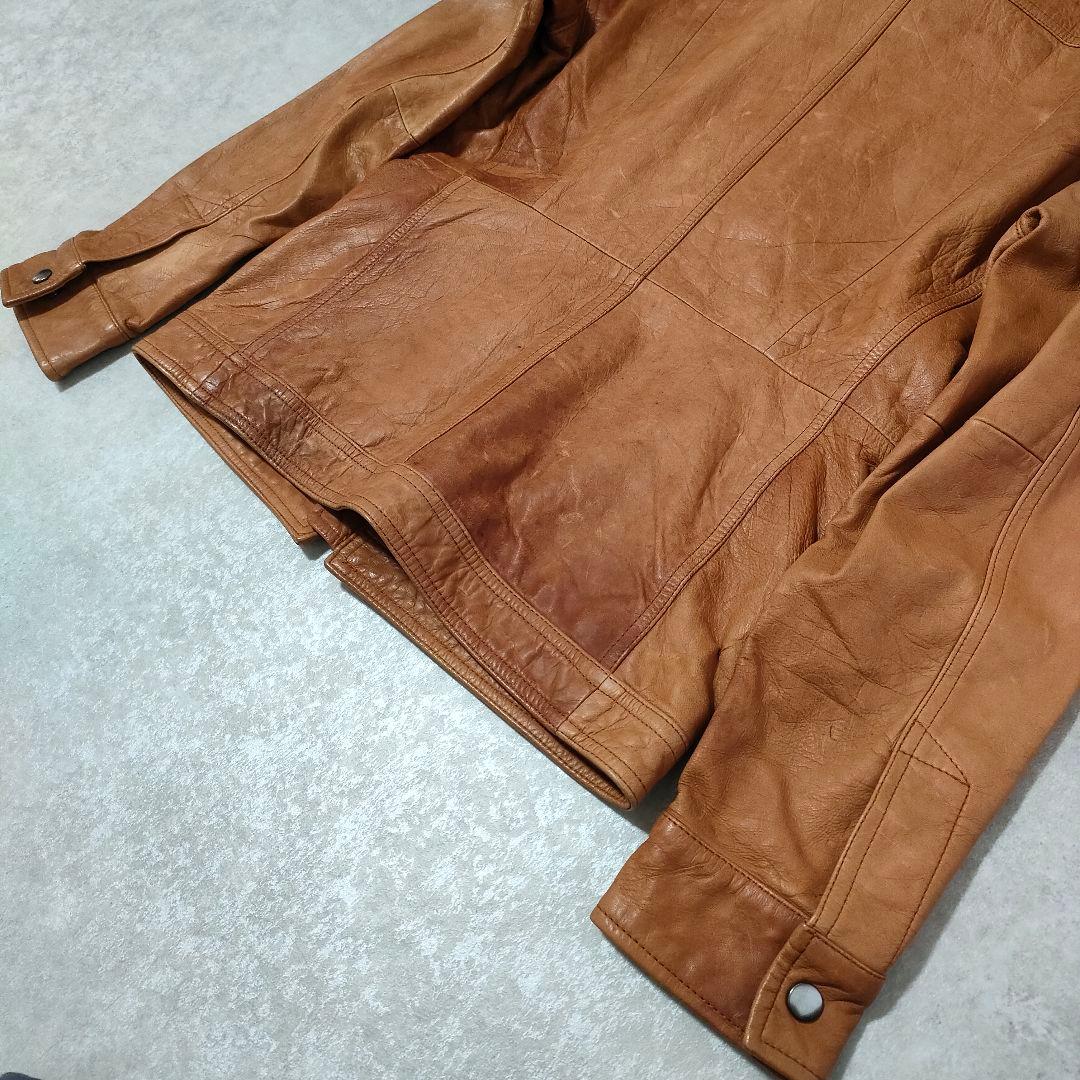 Haruf ハルフ シングルライダース レザージャケット 羊革 オイルレザー M