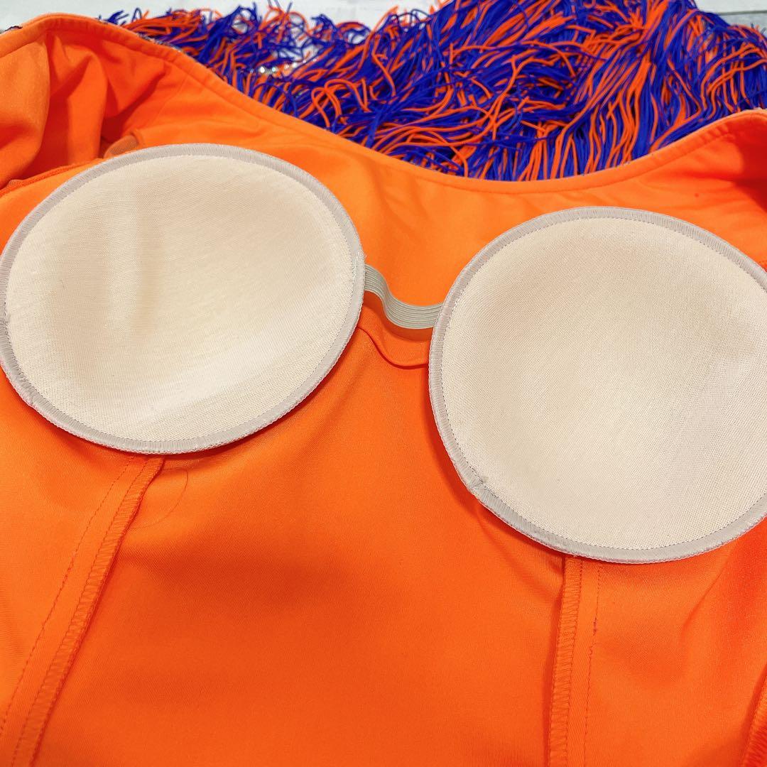 【美品】社交ダンスドレス ラテンドレス 日本製 オレンジ ブルー 競技 デモ