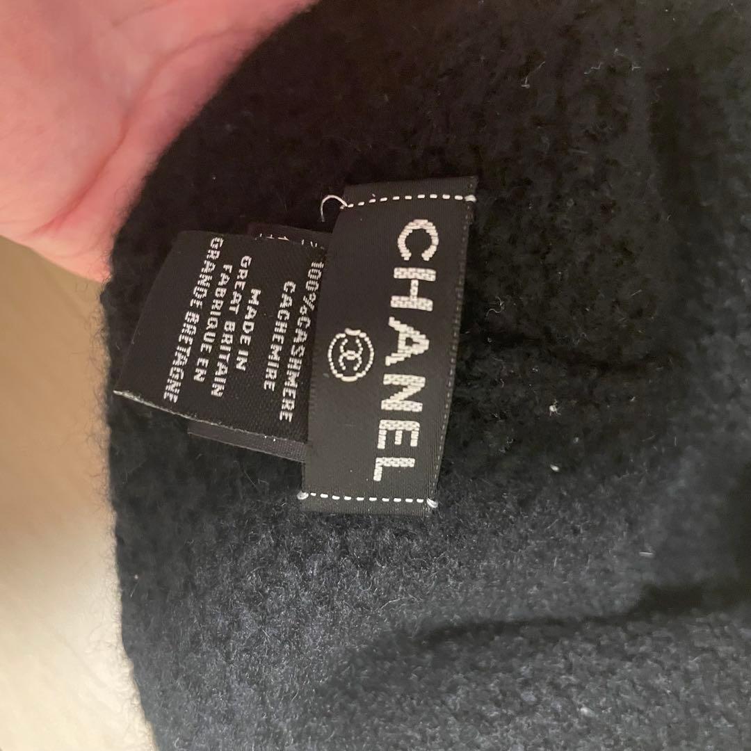 CHANEL カシミヤ ニット帽 ブラック