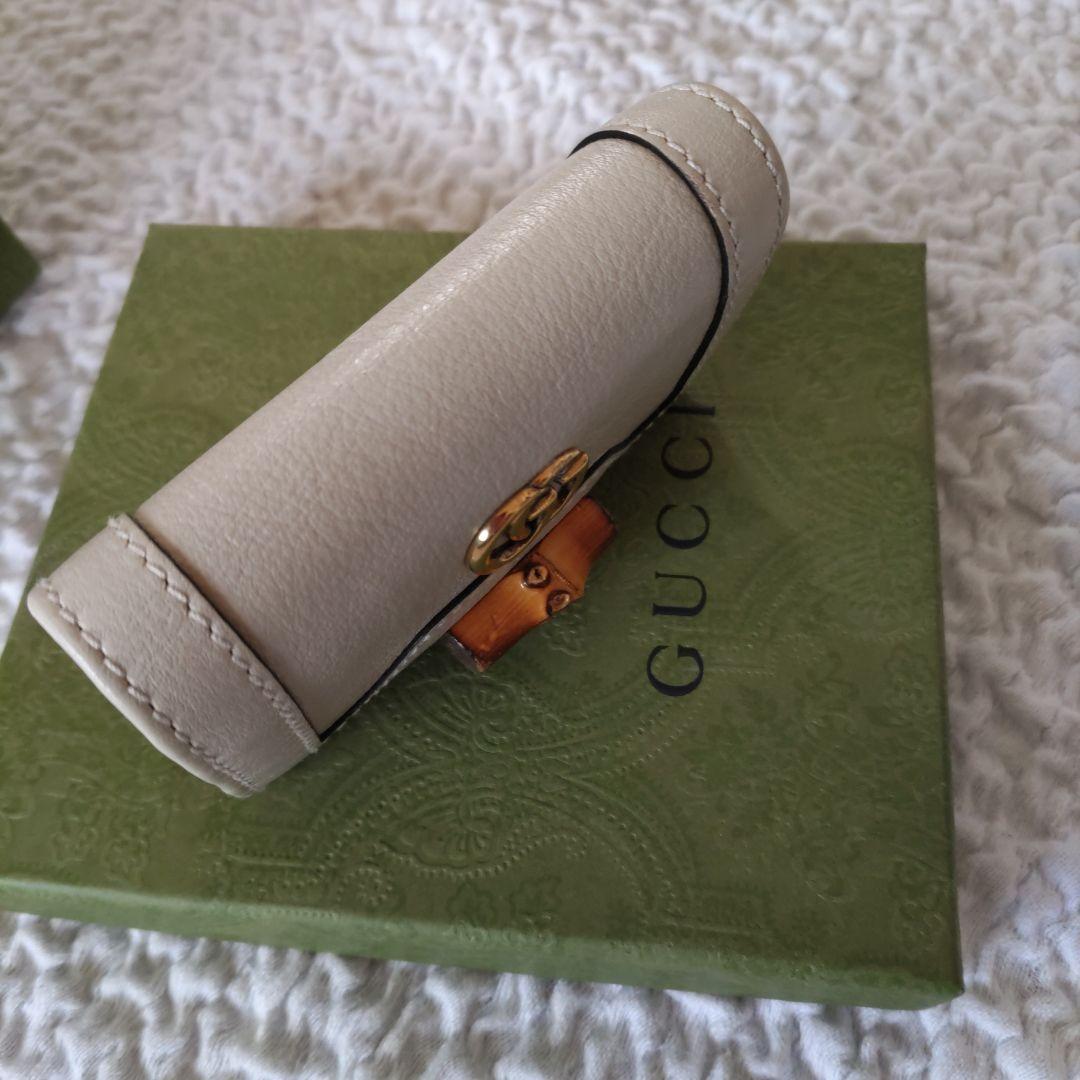 GUCCグッチIマーモントバンブーレザーキーケース牛革キーホルダーGGマーク牛皮