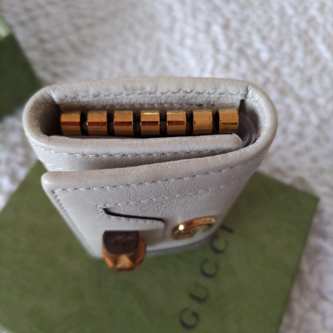GUCCグッチIマーモントバンブーレザーキーケース牛革キーホルダーGGマーク牛皮