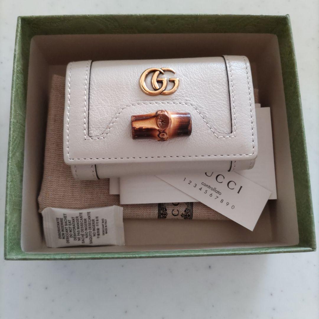 GUCCグッチIマーモントバンブーレザーキーケース牛革キーホルダーGGマーク牛皮