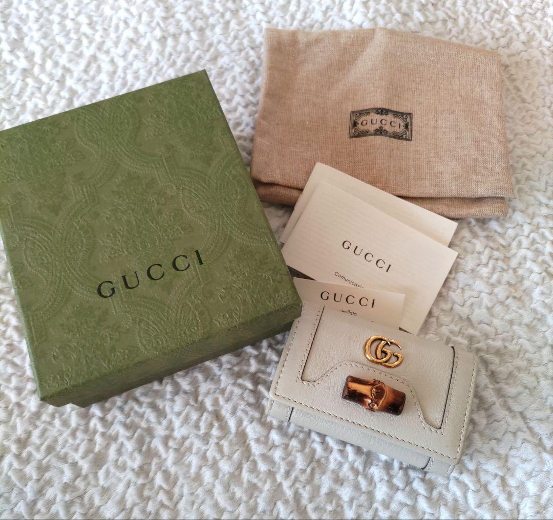 GUCCグッチIマーモントバンブーレザーキーケース牛革キーホルダーGGマーク牛皮