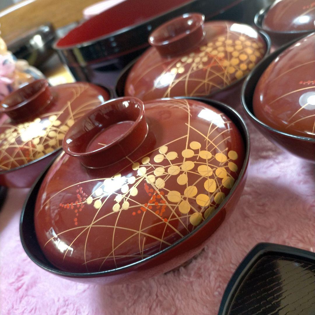 ♥会津漆器　食器セット お寿司 お節 ひつまぶし等の 御椀 汁椀（蓋付き）取皿