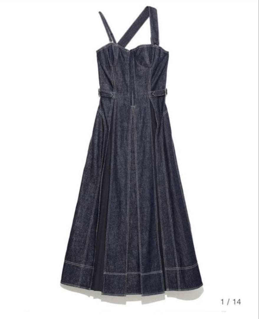 CASA FLINEのフロントホックデニムロングワンピース