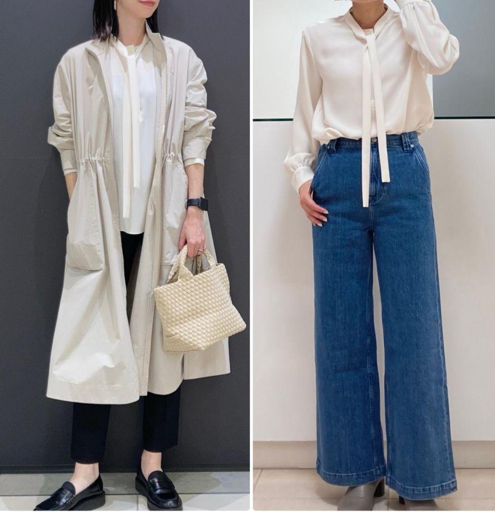 美品 セオリーリュクス 定価3万 Marvine ボウタイブラウス アイボリー
