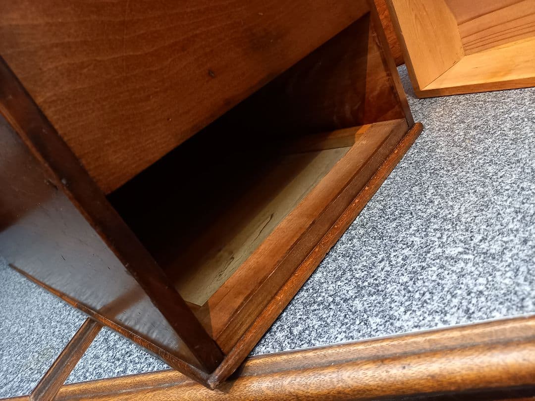 1900's　無垢材　一枚板　木箱　真鍮　引き出し　ウッドボックス　鍵付属