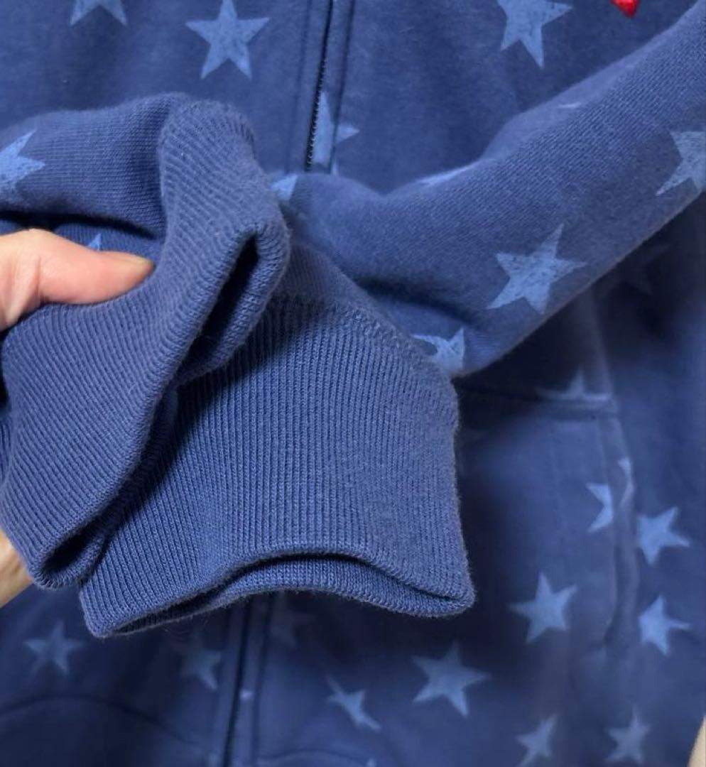 GAP ネイビー 星 ジップアップパーカー　y2k グランジ　短丈　oldgap