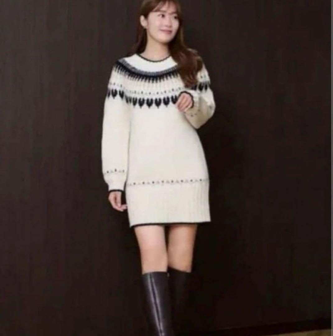 ワンピース herlipto Heart Fair Isle Knit Mini Dress