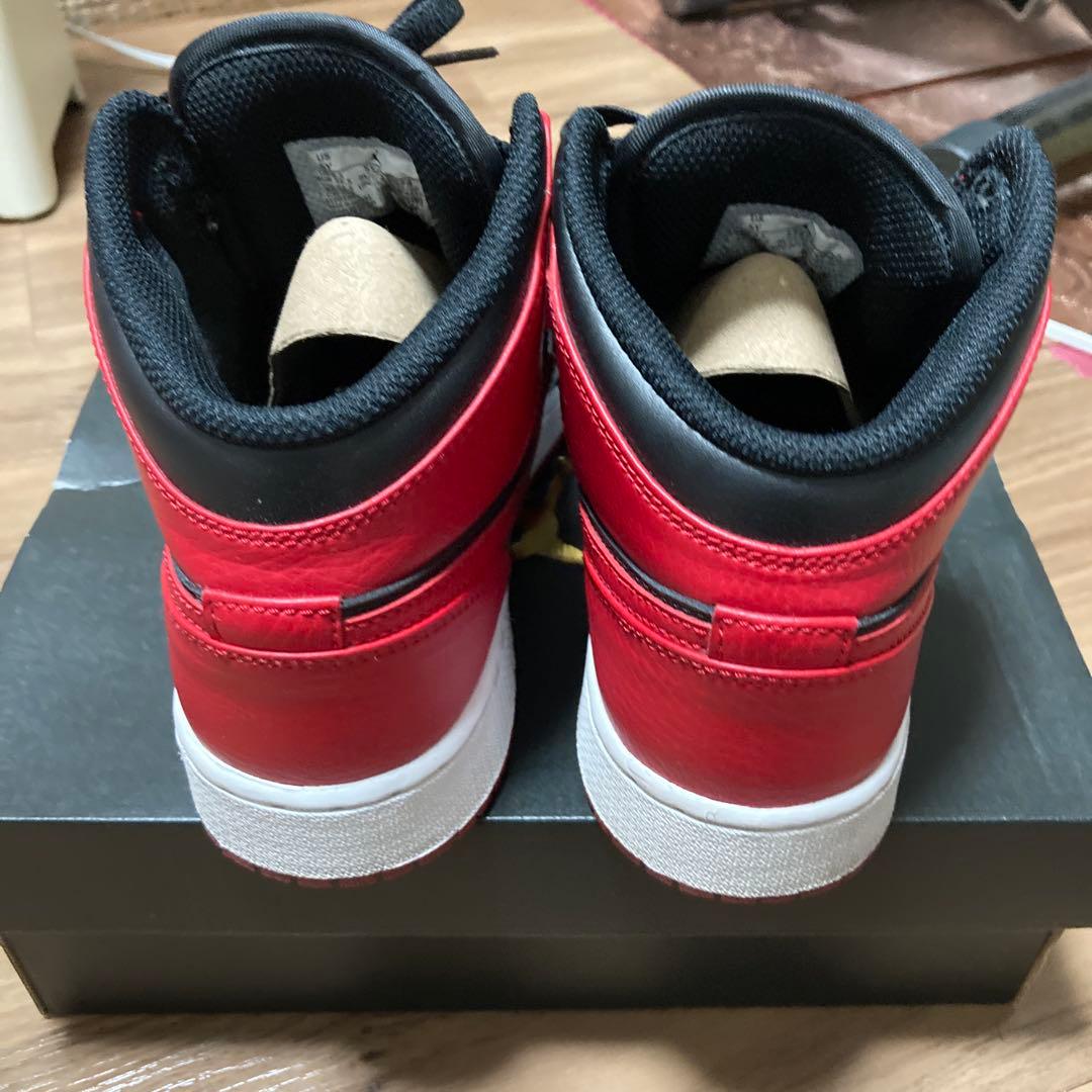 t*o様 Nike Air Jordan 1 Mid (GS) 赤／黒 23.5