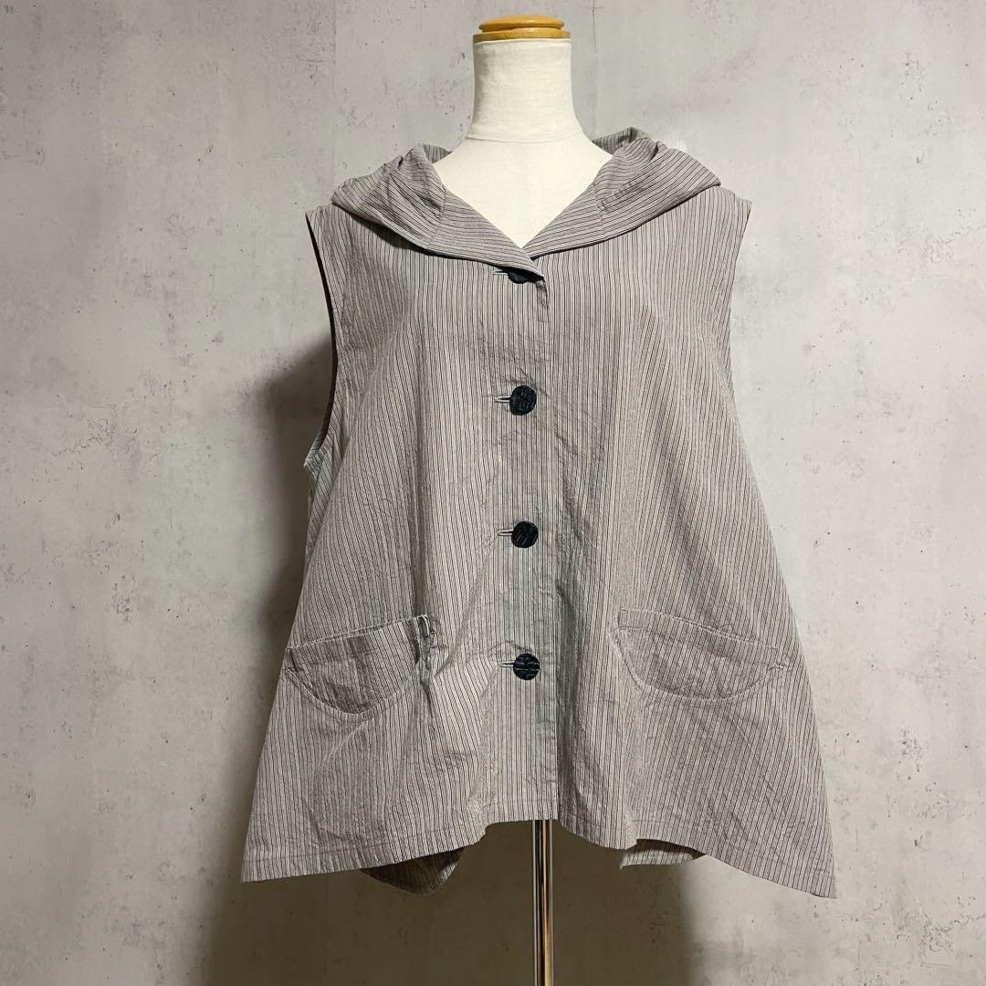 良品　慈雨　ジウ　センソユニコ ストライプ柄変形フーデッドベスト　40 L