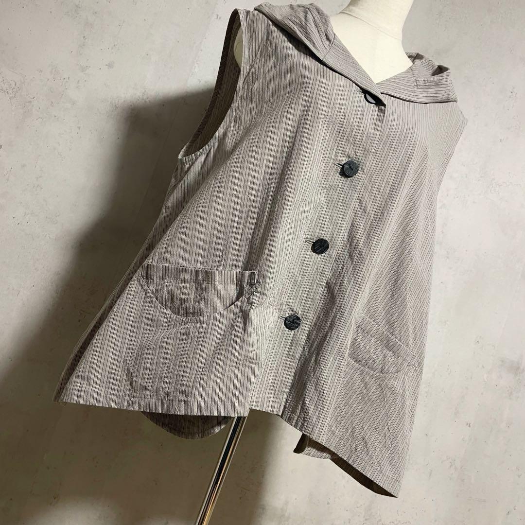 良品　慈雨　ジウ　センソユニコ ストライプ柄変形フーデッドベスト　40 L