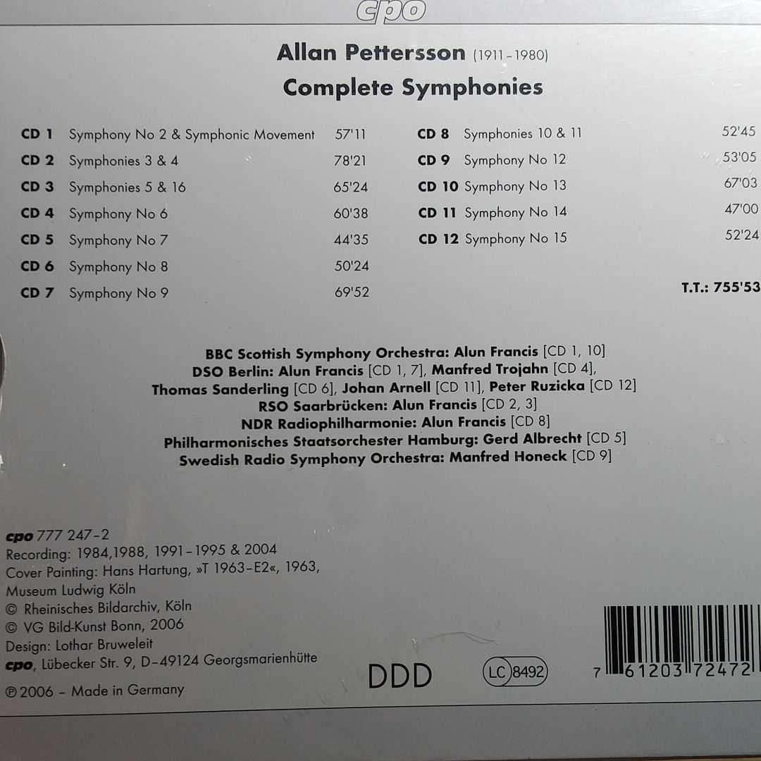 アラン・ペッテション：交響曲全集(12CD)
