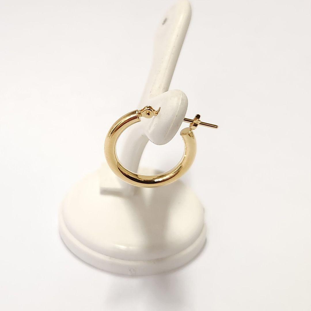 新品　K18シンプルフープピアス(リングピアス)　サイズ2mm×15mm　片耳分