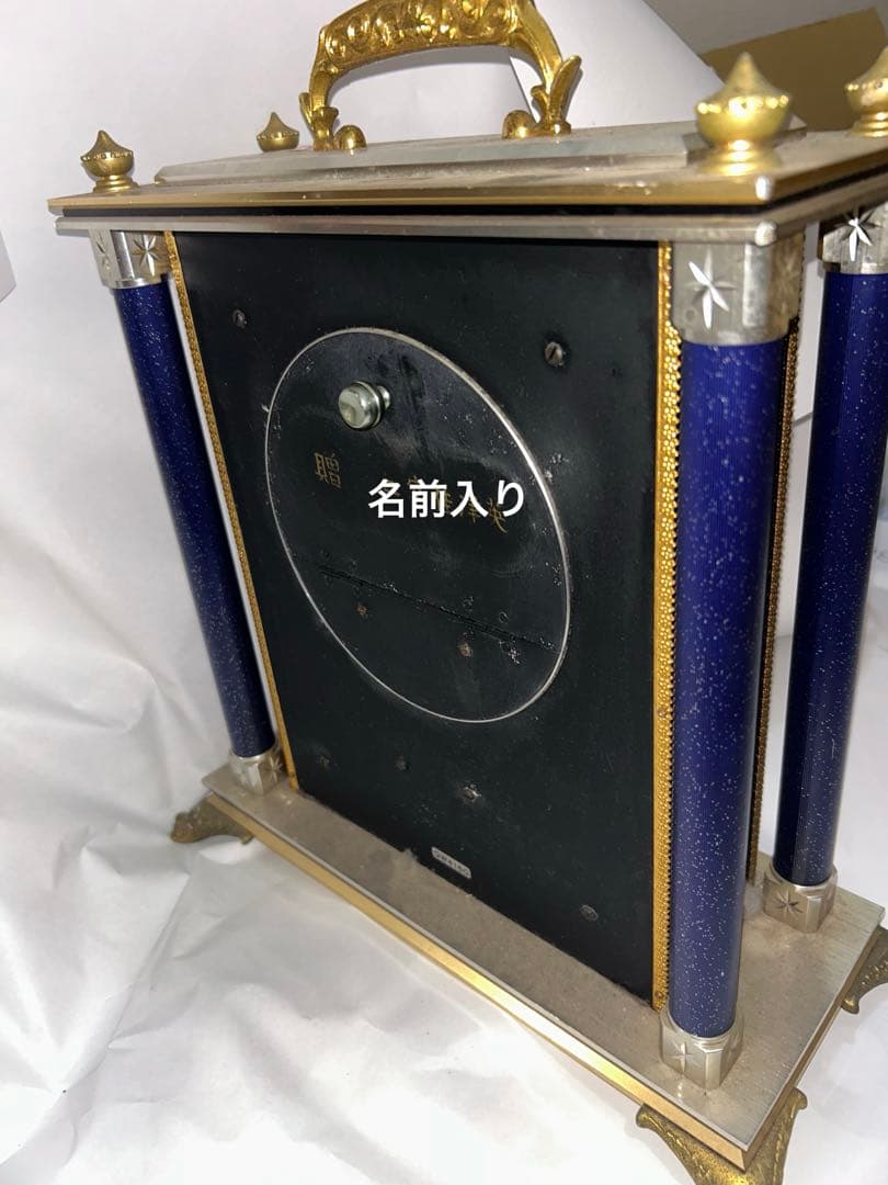 SEIKO セイコー 置時計 QW416G ネイビー 薔薇 高級 豪華　動作品私