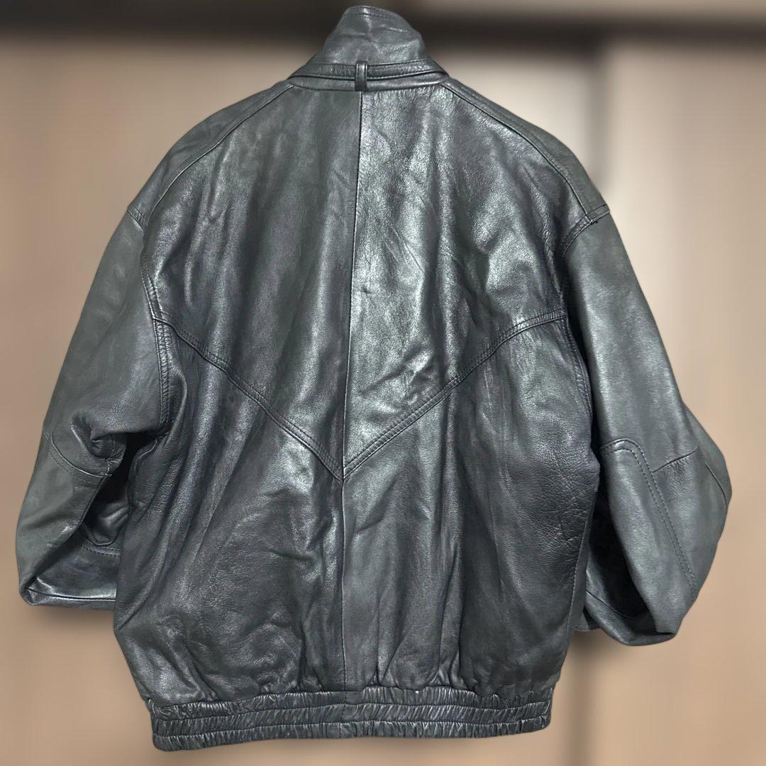 ヴィンテージ　ブラックレザーシングルライダースジャケット