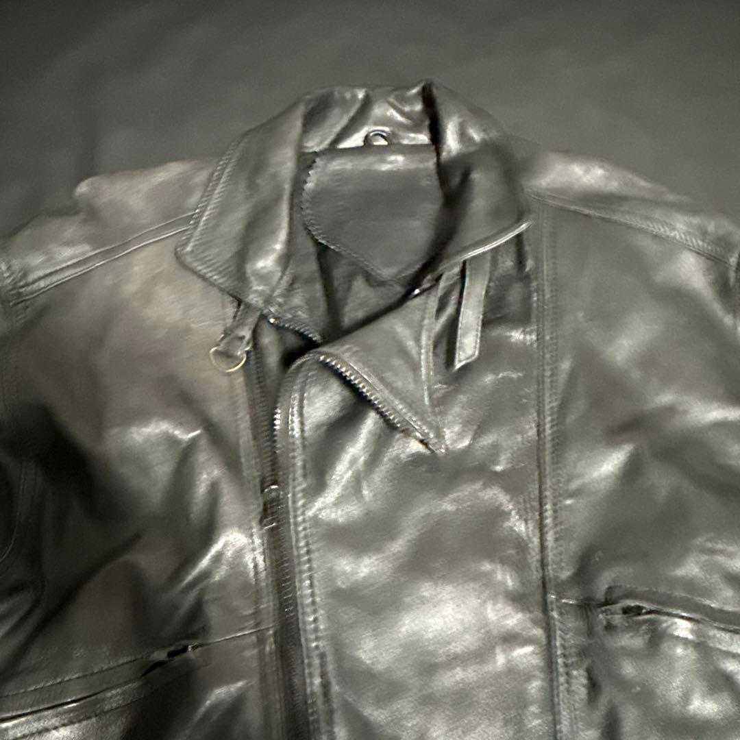 ヴィンテージ　ブラックレザーシングルライダースジャケット