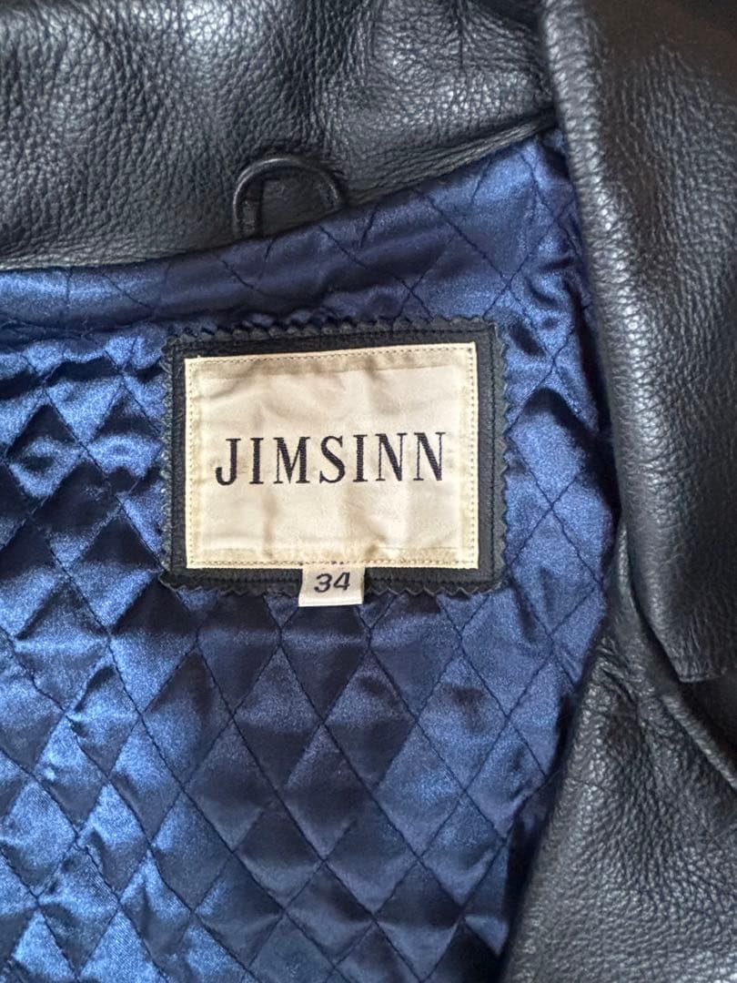 JIMSINN ブラック ダブルライダースジャケット 34