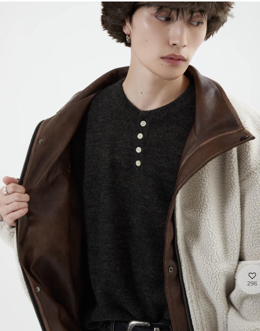 【SALE】L2084リバーシブルPUレザージャケットS（brown）地底人