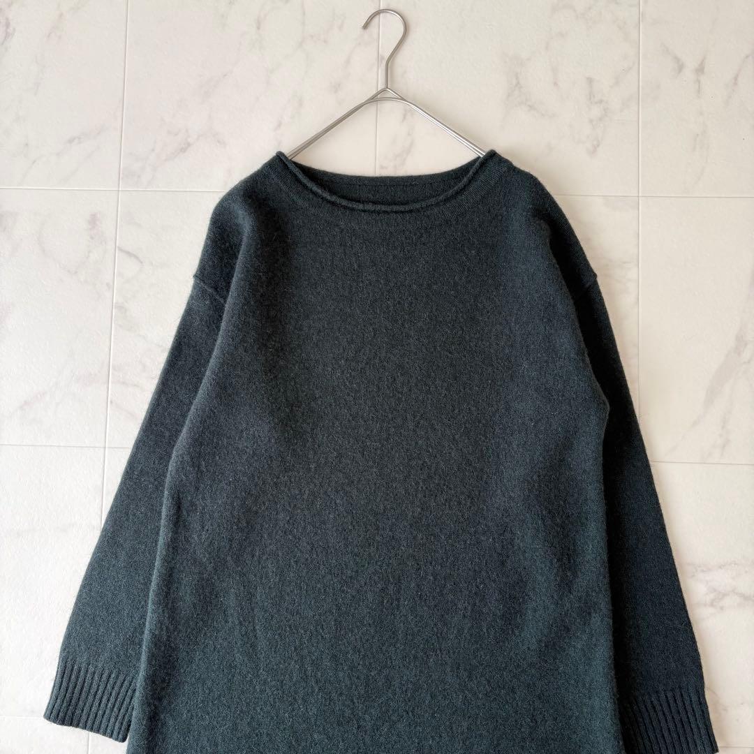 極美品✨《ハウスオブロータス》ヤク100% マキシ丈ニットワンピース 深緑