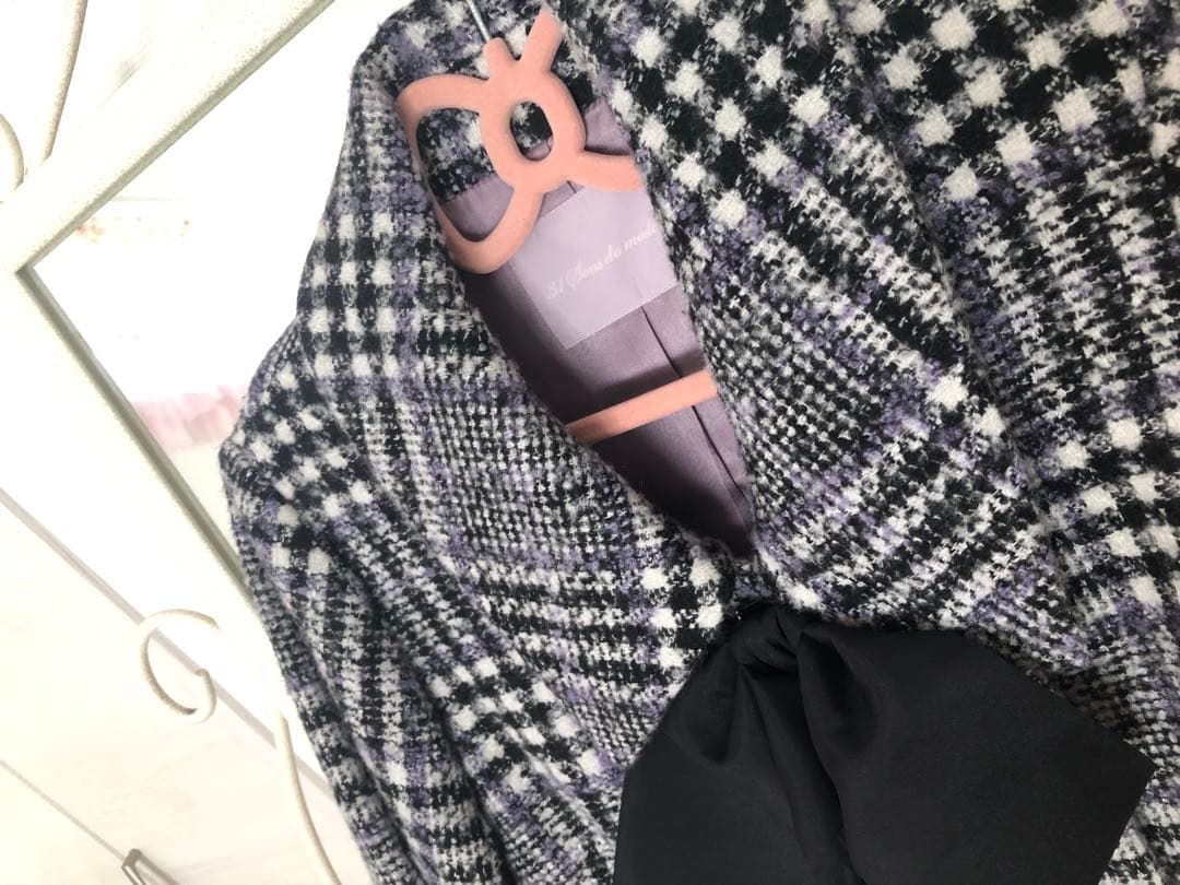 【再値下げ】ビッグリボンチェックショートコート