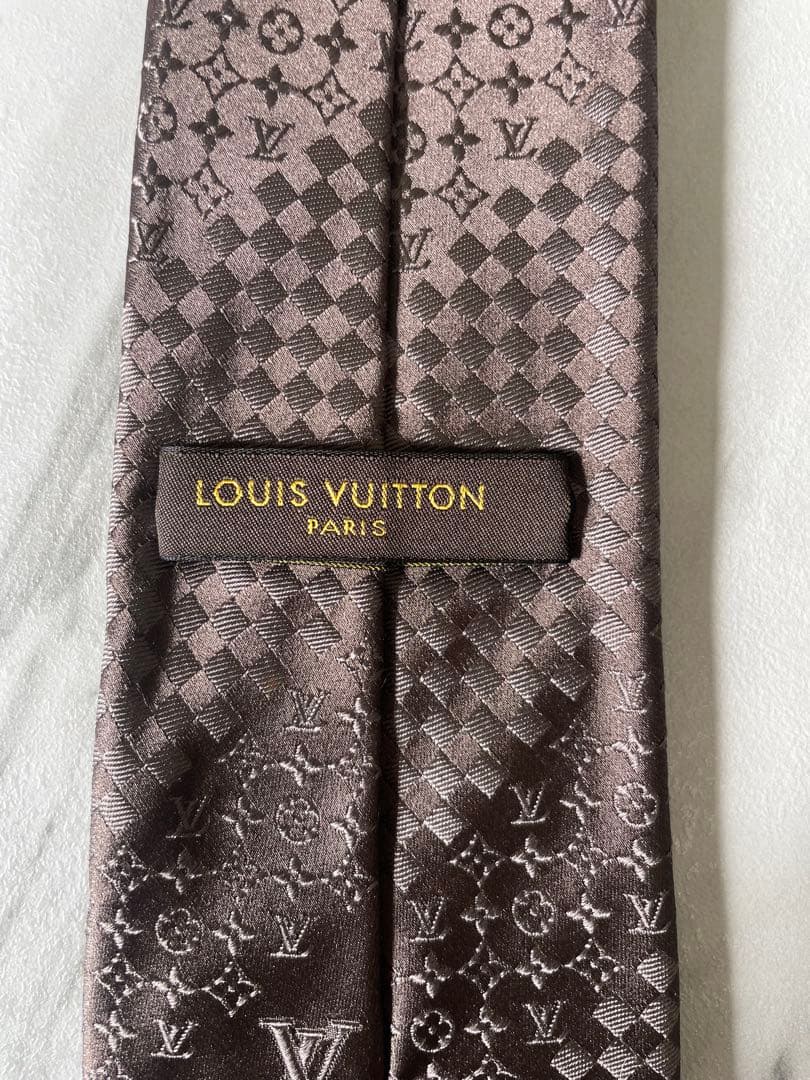 極美品 LOUIS VUITTON ジャガード ミックスモノグラム ネクタイ 茶