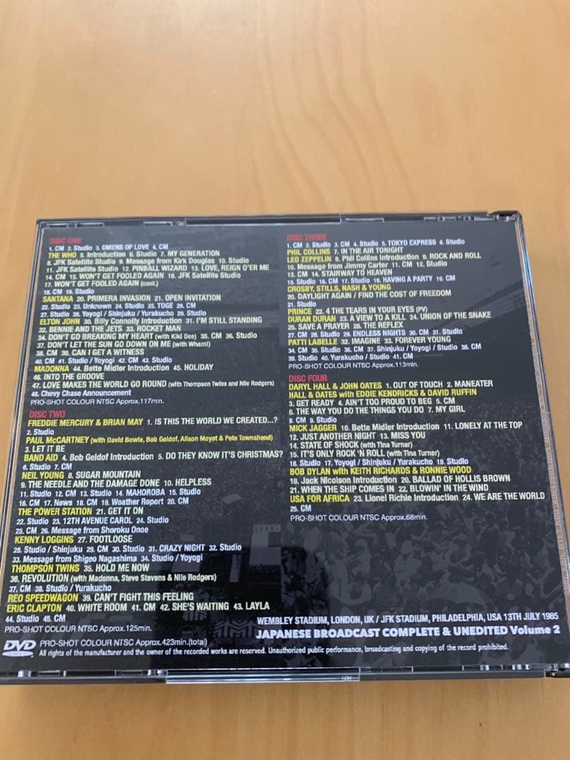 LIVE AID JAPANESE BROADCAST 日本語放送8DVD