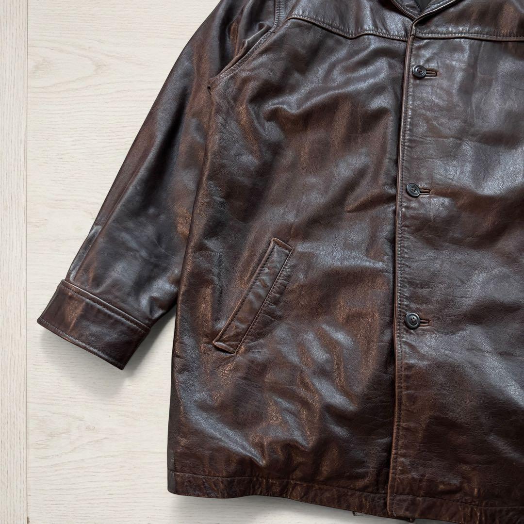 カウレザーOLD GAP レザーコート ブラウン XL相当#799