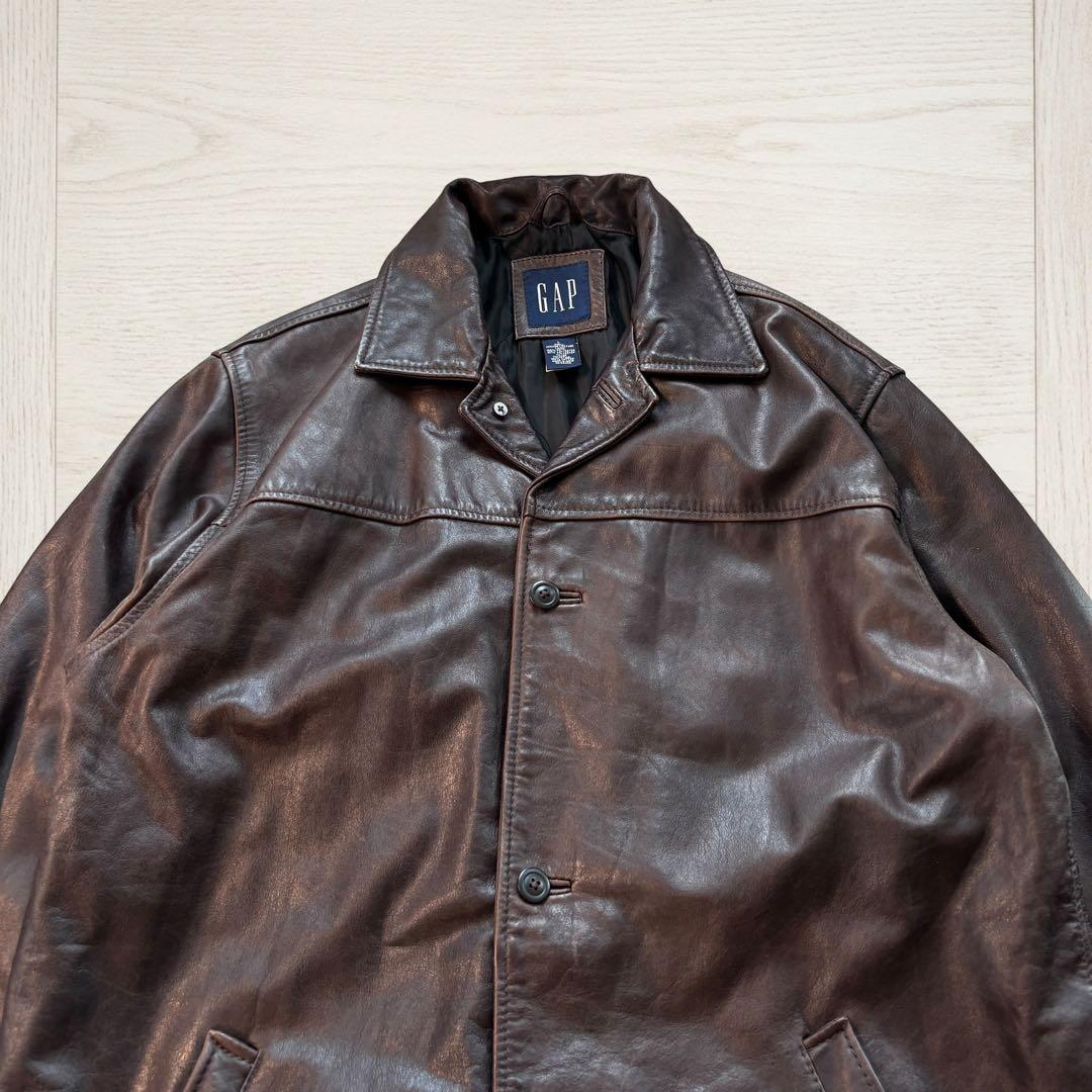 カウレザーOLD GAP レザーコート ブラウン XL相当#799
