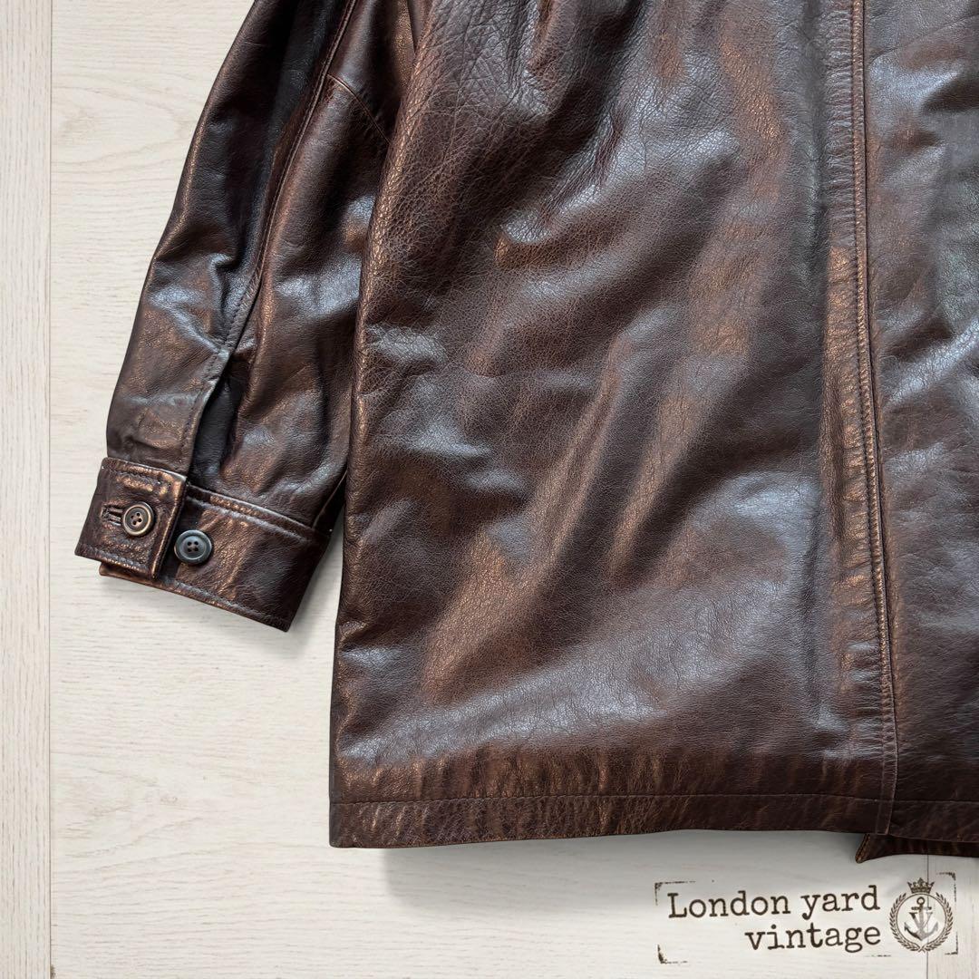 カウレザーOLD GAP レザーコート ブラウン XL相当#799