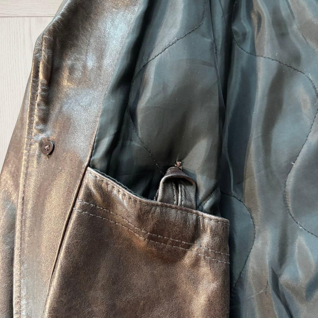 カウレザーOLD GAP レザーコート ブラウン XL相当#799