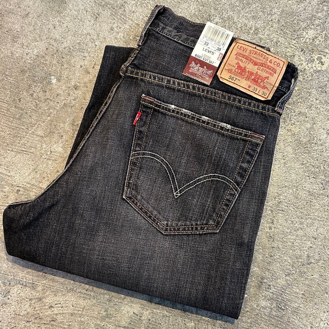 デッドストック Levi's 567 リーバイス デニム パンツ 黒 33x30