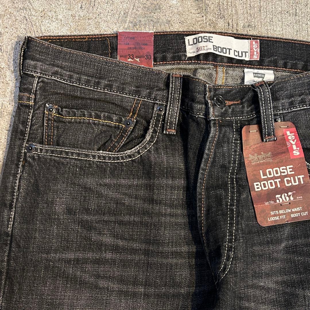 デッドストック Levi's 567 リーバイス デニム パンツ 黒 33x30
