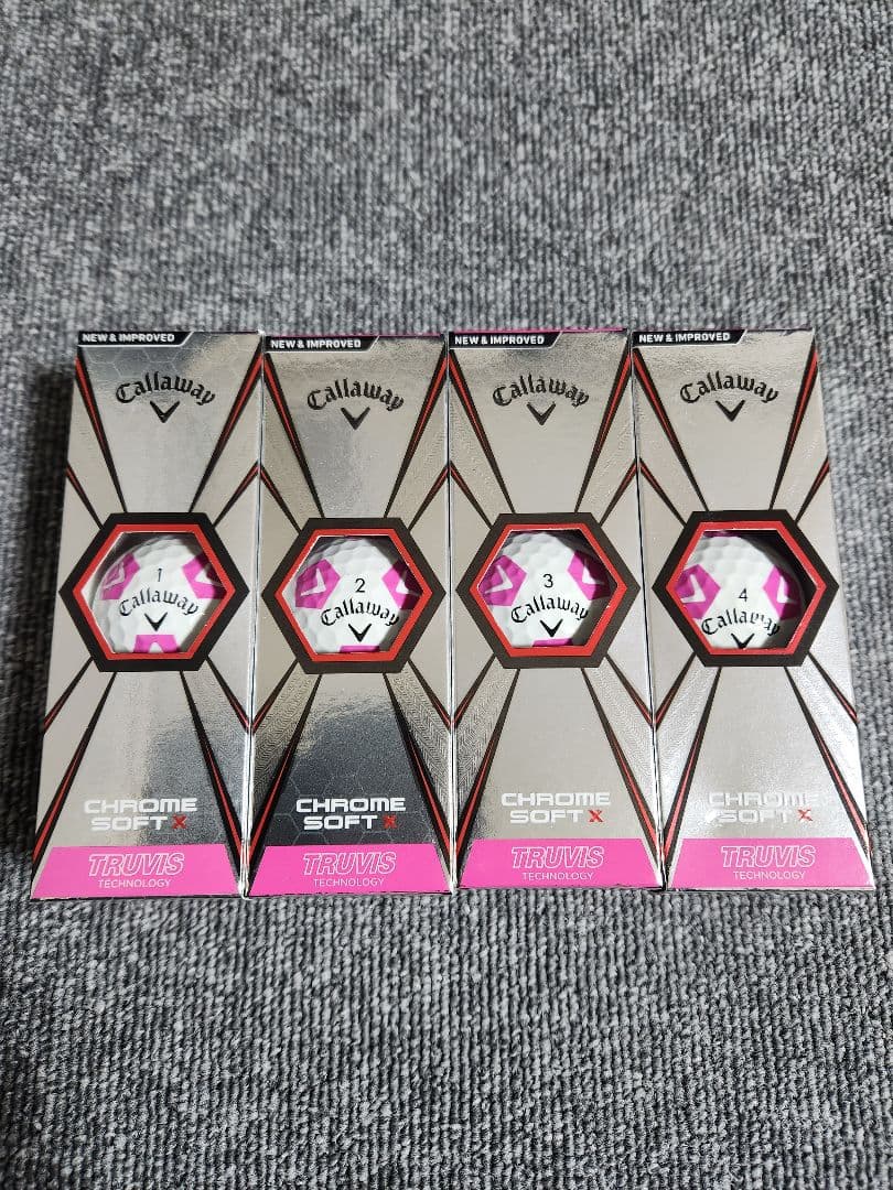 22 キャロウェイ ゴルフボール クロムソフトX ピンク系 4スリーブ