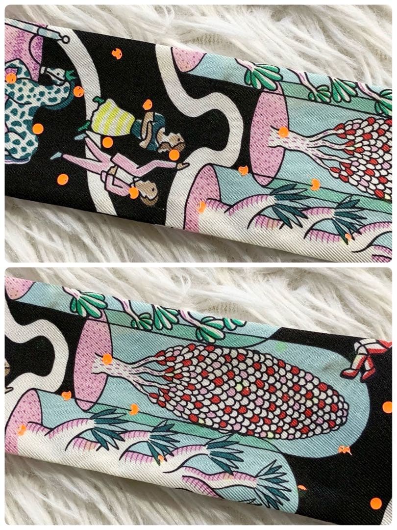 HERMES　エルメス　万国博覧会　ツイリー　リボンスカーフ　素材タグ付き