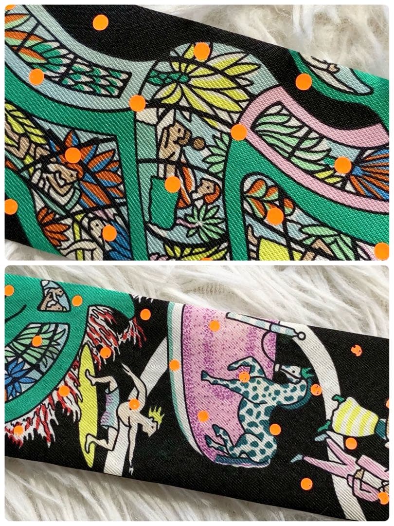 HERMES　エルメス　万国博覧会　ツイリー　リボンスカーフ　素材タグ付き