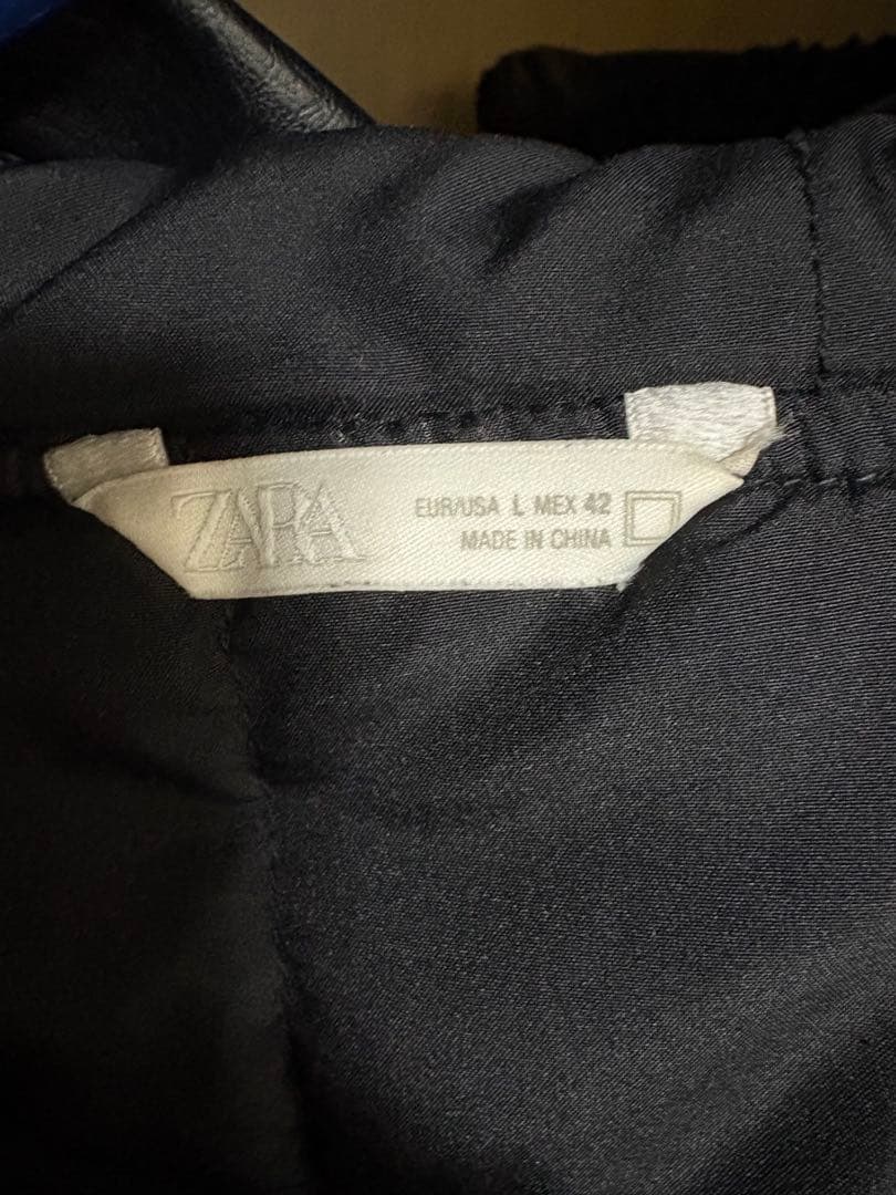 [美品]ZARA ダブルジップレザーフーディー