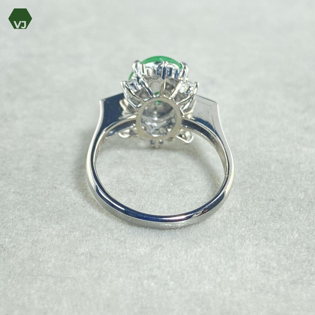【16-8】翡翠（ジェイダイト）　ダイヤモンド　リング　D0.25ct