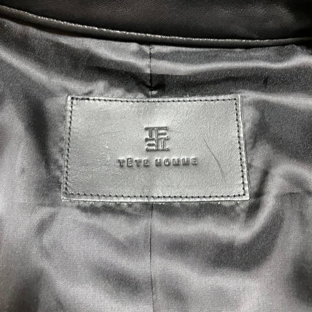 【美品】TETE HOMME スタンドカラーシープレザージャケット　大きいサイズ