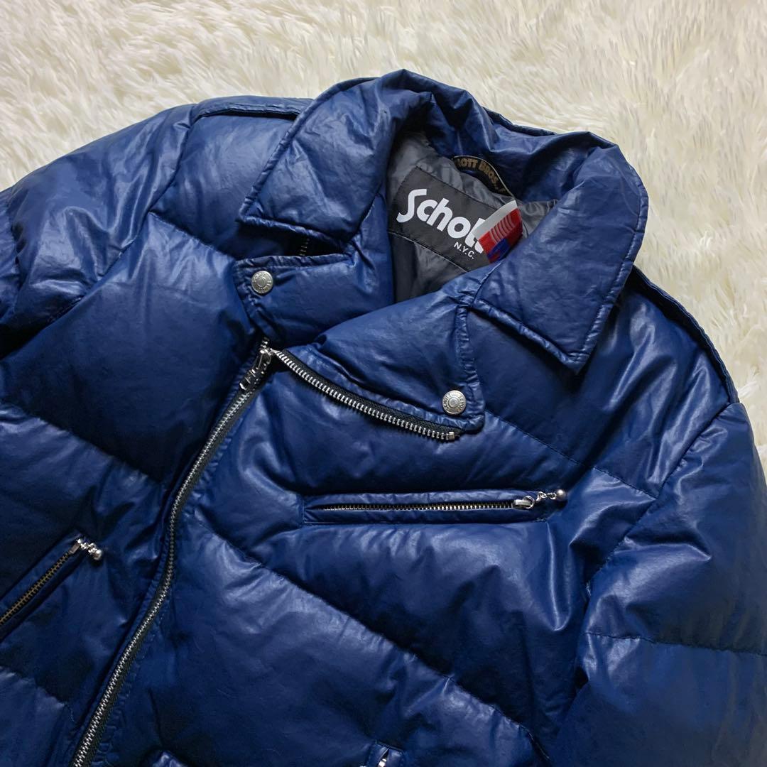 美品/希少モデル■schott ダウンジャケット ダブルライダース ブルー M
