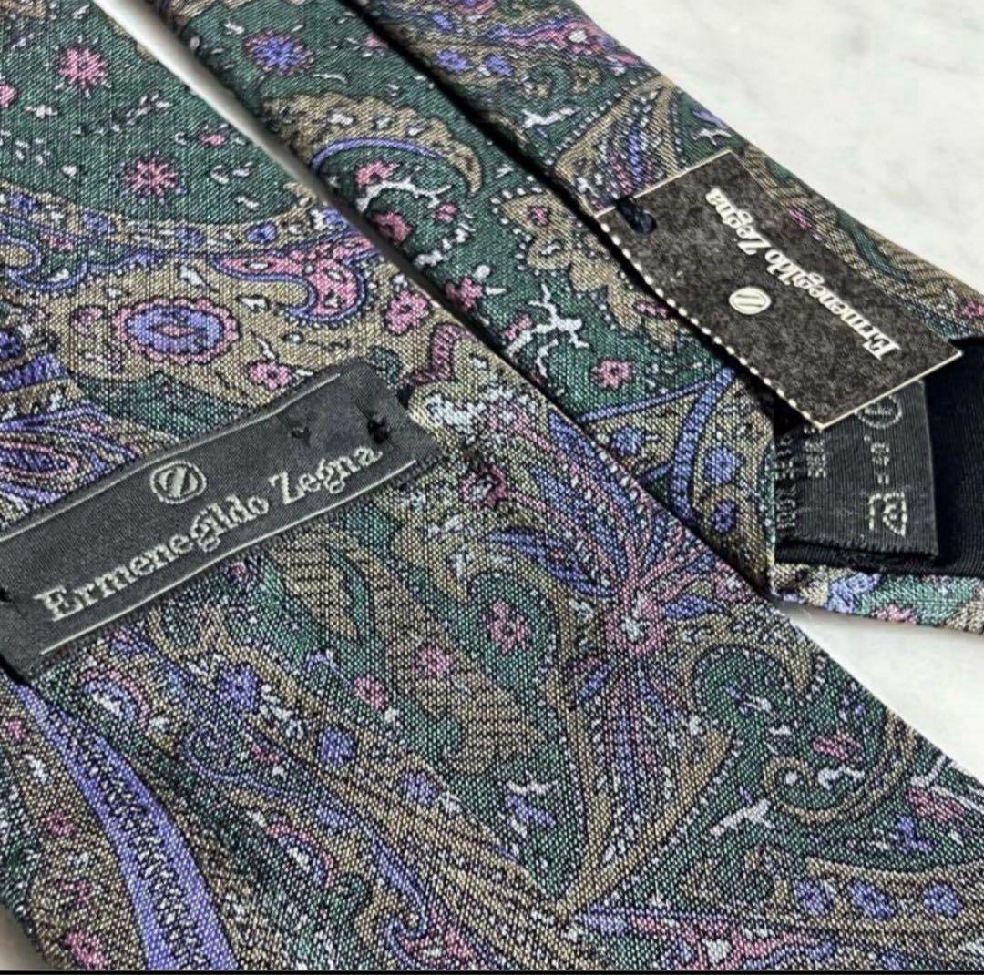 Ermenegildo Zegna ネクタイ ペイズリー柄 グリーン系