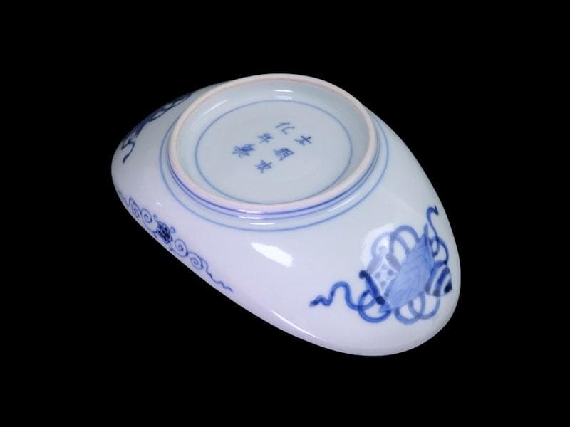古伊万里　石榴に桜の図　舟形変形皿　AS-CVx