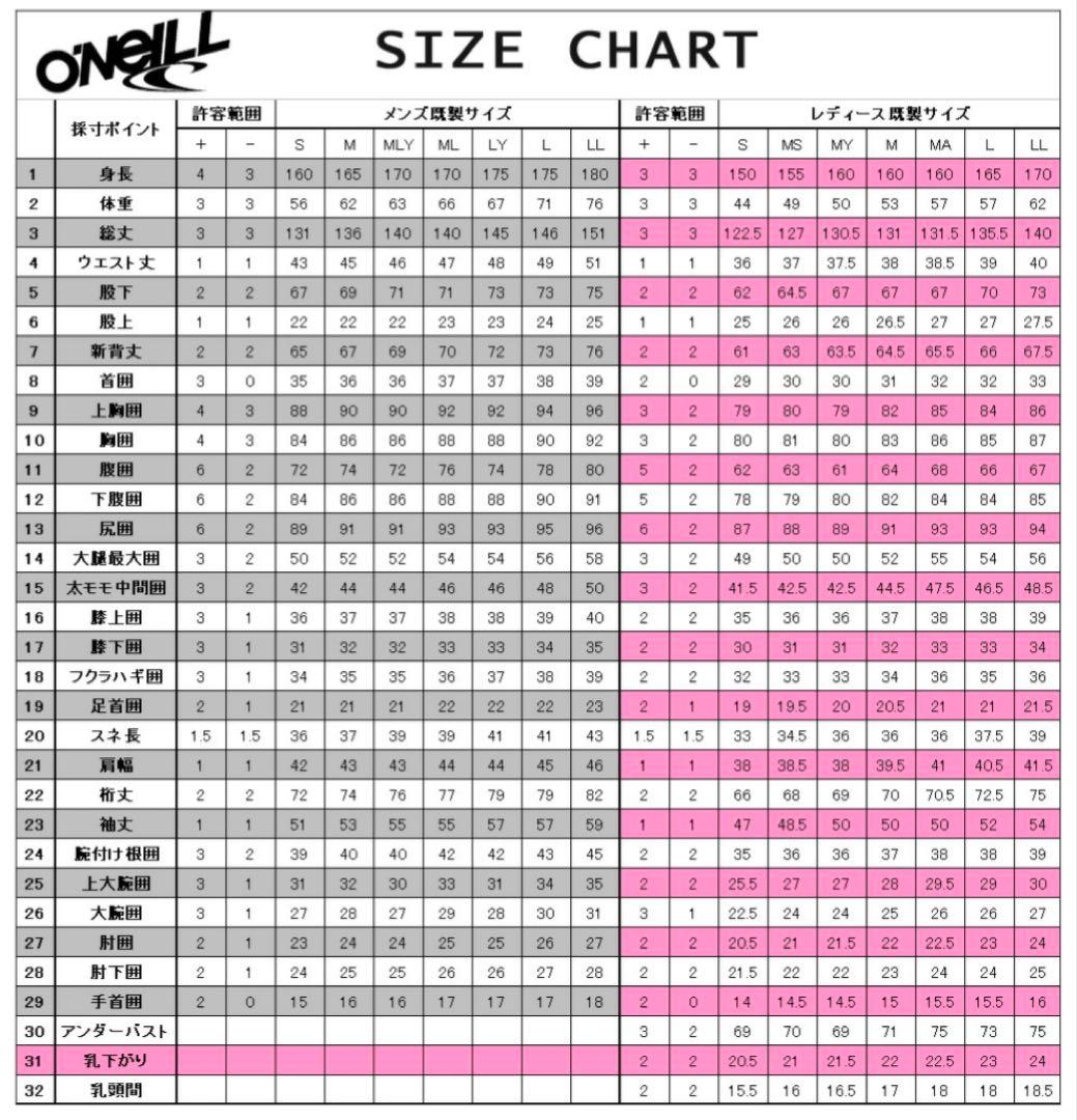 O'NEILL(オニール) 3×2mm フルスーツ レディース S相当