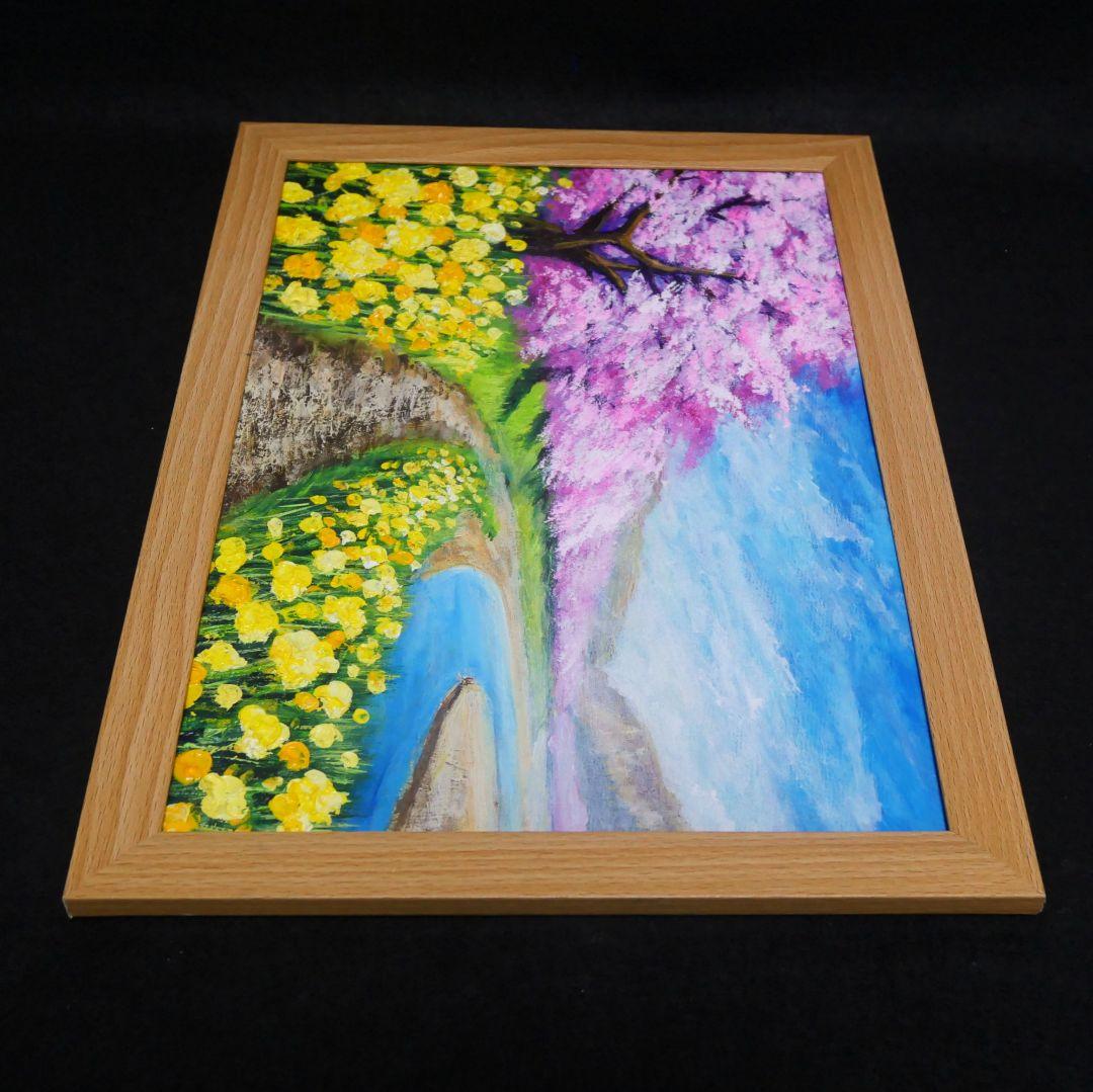 油絵 油彩 油彩画 絵画 絵【早春の桜】