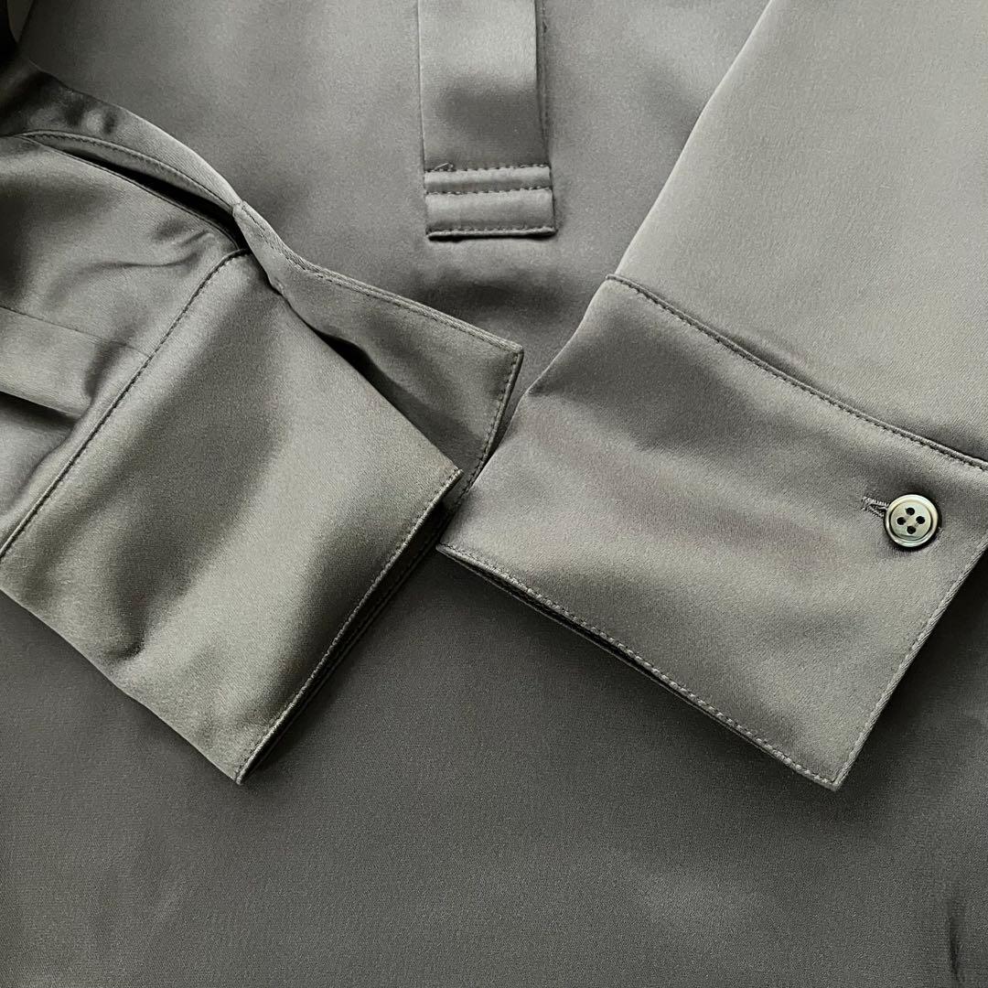 theory luxe サテンシャツワンピース　ボウタイ　比翼ボタン　38