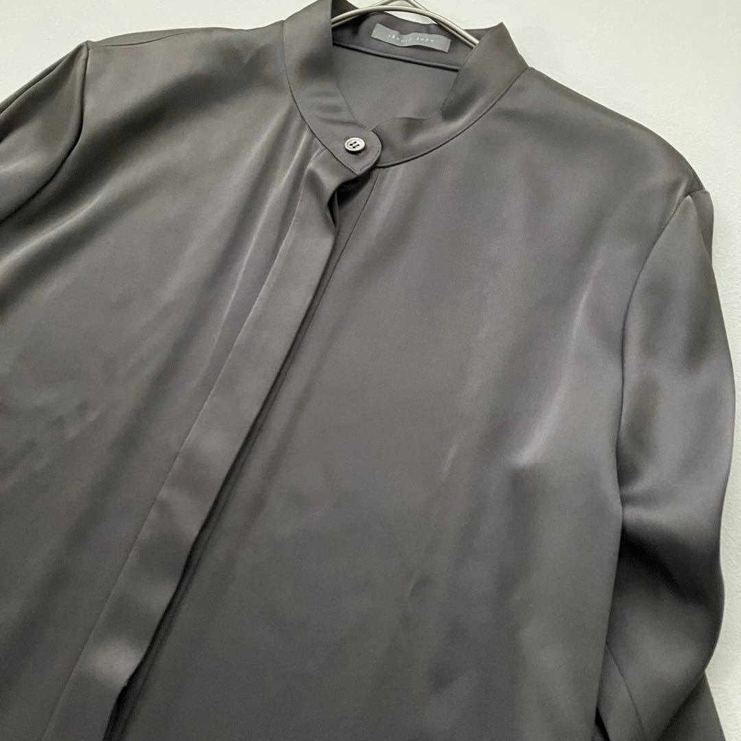 theory luxe サテンシャツワンピース　ボウタイ　比翼ボタン　38