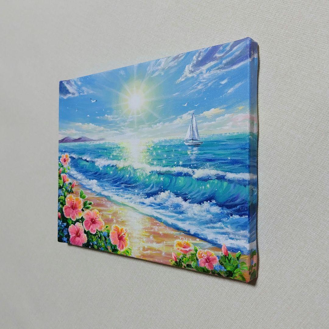 N*a様 【陽光】アクリル画 F3 風景画 絵画 海の絵