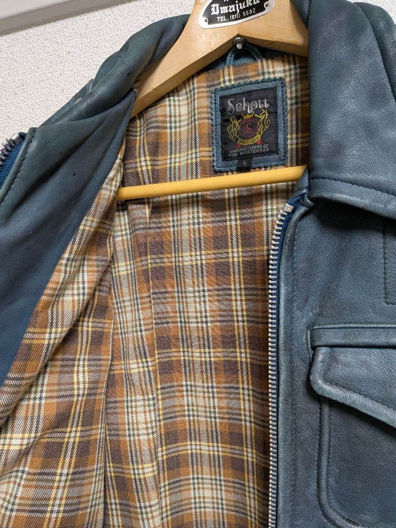 希少品 SCHOTT ライダースジャケット ワッペン Ｌサイズ レザー