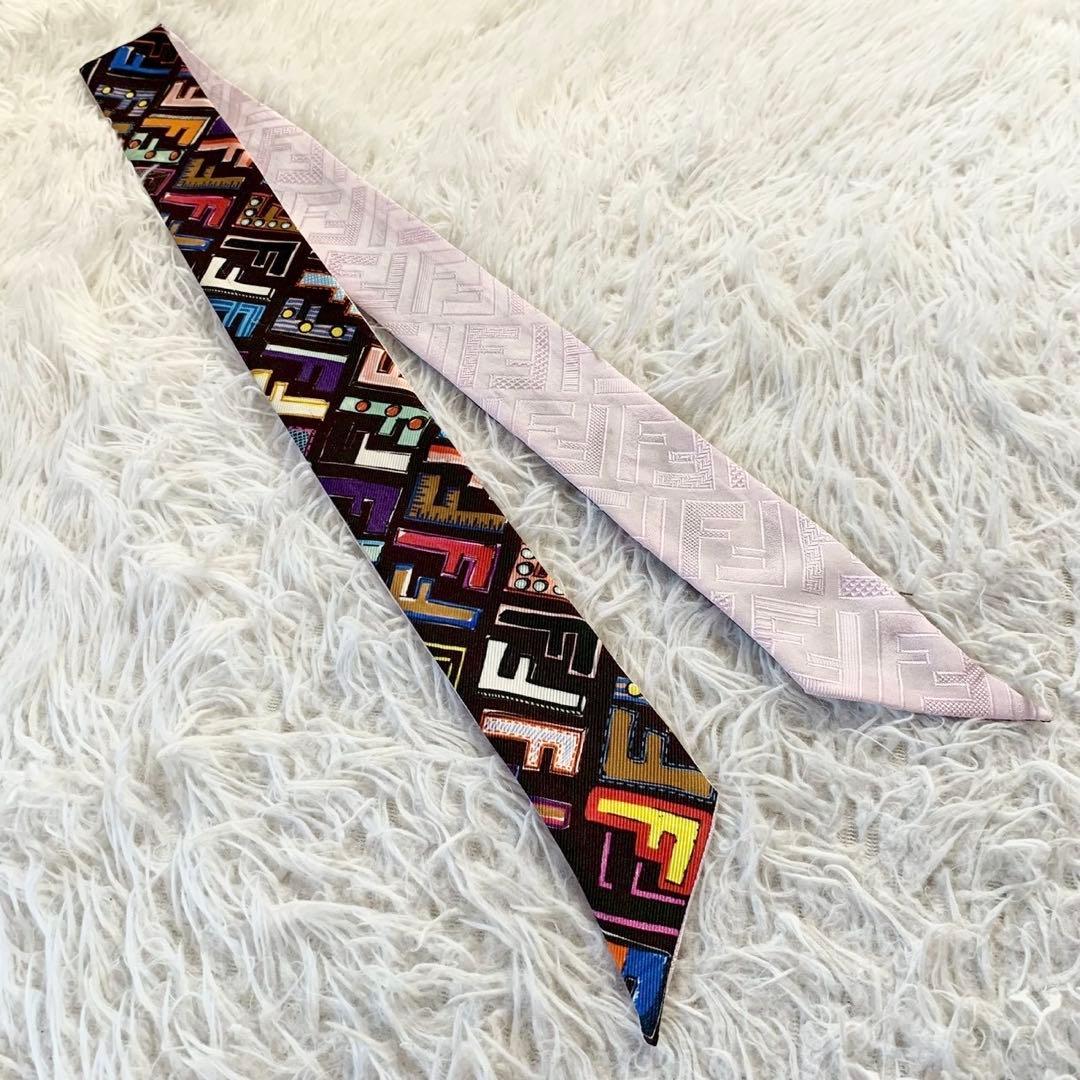 FENDI　フェンディ　FFロゴ　ズッカ　ラッピー　リボンスカーフ　マルチカラー