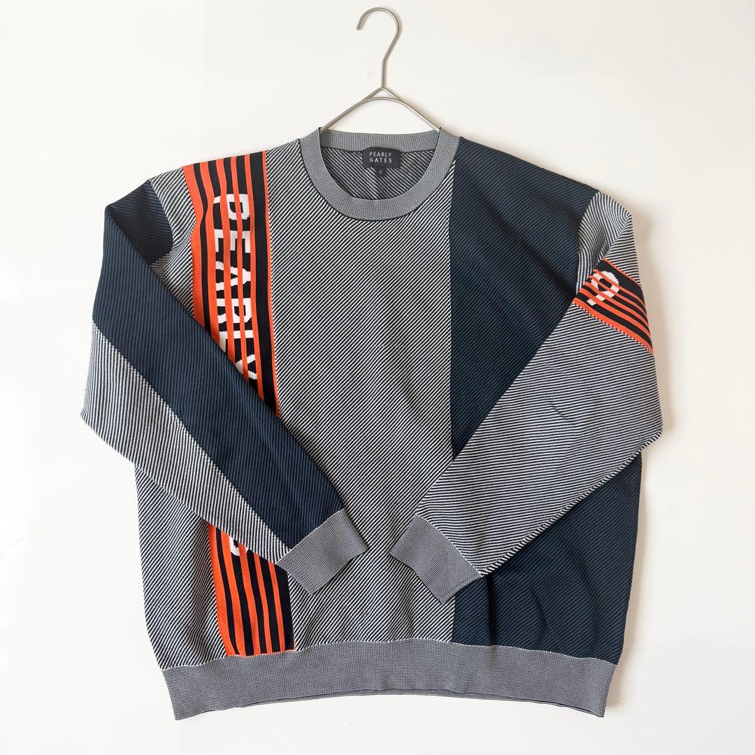 パーリーゲイツ　ポリエステルヤーンmm バイヤスジャガード クルーネックニット